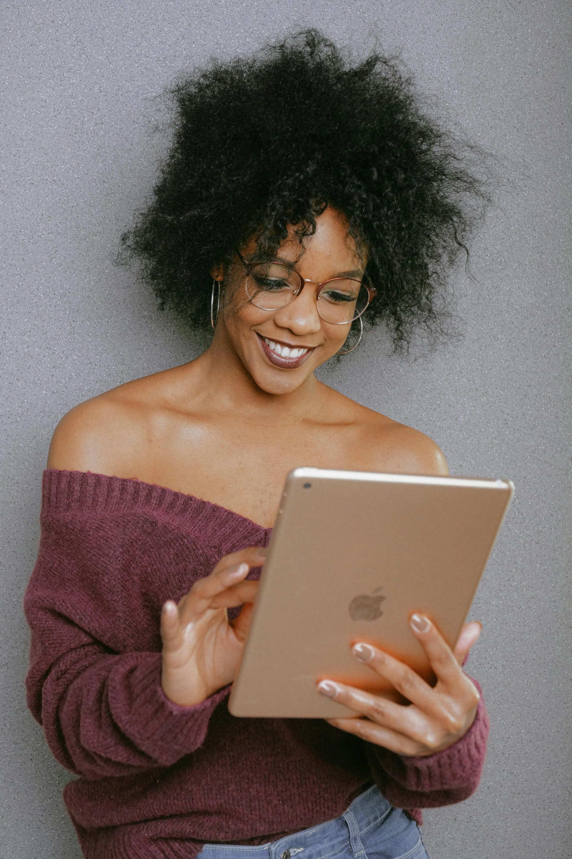Woman using tablet for consultation